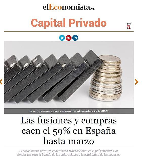 Las fusiones y compras caen el 59% en Espaa hasta marzo